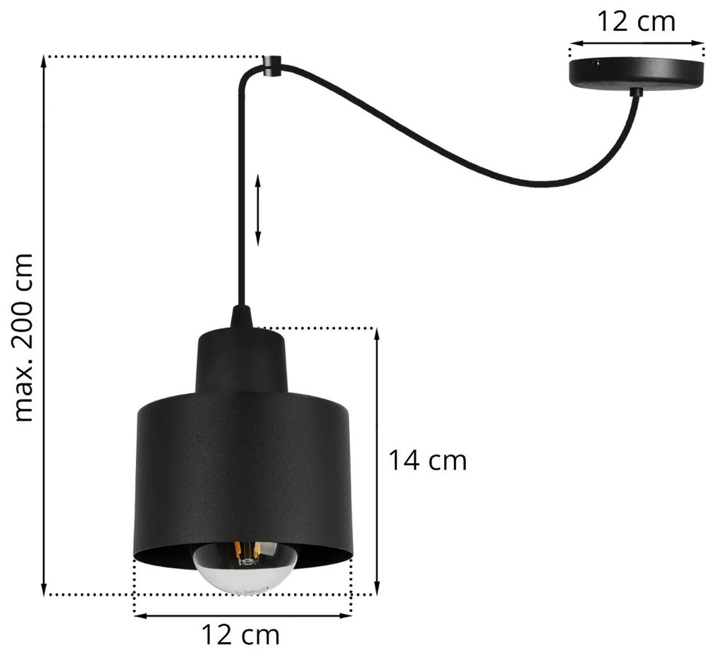 Závesné svietidlo PANTA SPIDER, 1x čierne kovové tienidlo