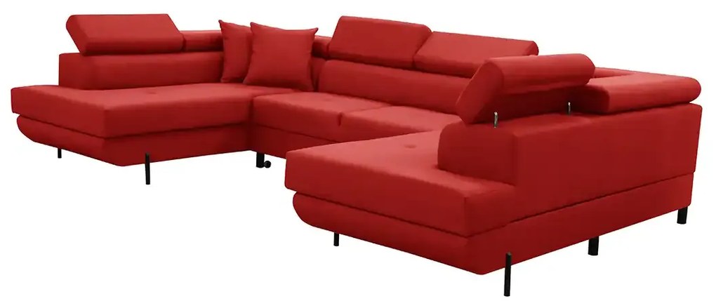 Rohová sedacia súprava - U s funkciou spania, vlnité pružiny EDIS Červená
