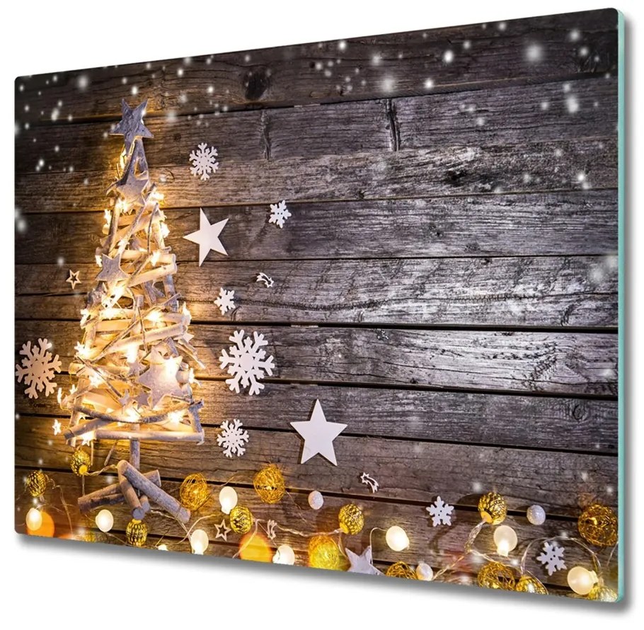 Sklenená doska na krájanie Osvetlený vianočný strom 60x52 cm
