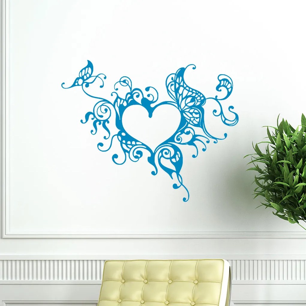 Veselá Stena Samolepka Romantické srdce Farba: hnědá, Veľkosť: 100 x 81 cm