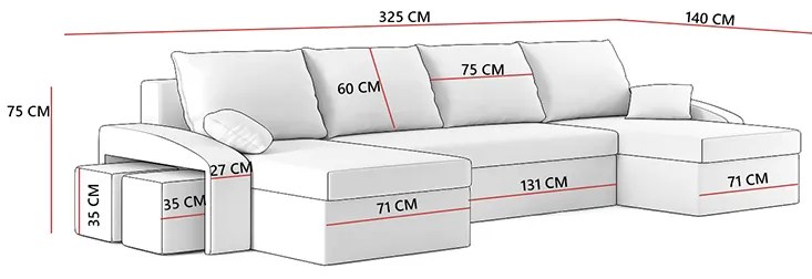 Rohová sedačka Savita (čierna + biela) (s poličkou a taburetkou) (L). Vlastná spoľahlivá doprava až k Vám domov. 1067010