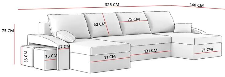 Rohová sedačka Savita (čierna + biela) (s poličkou a taburetkou) (P). Vlastná spoľahlivá doprava až k Vám domov. 1067011