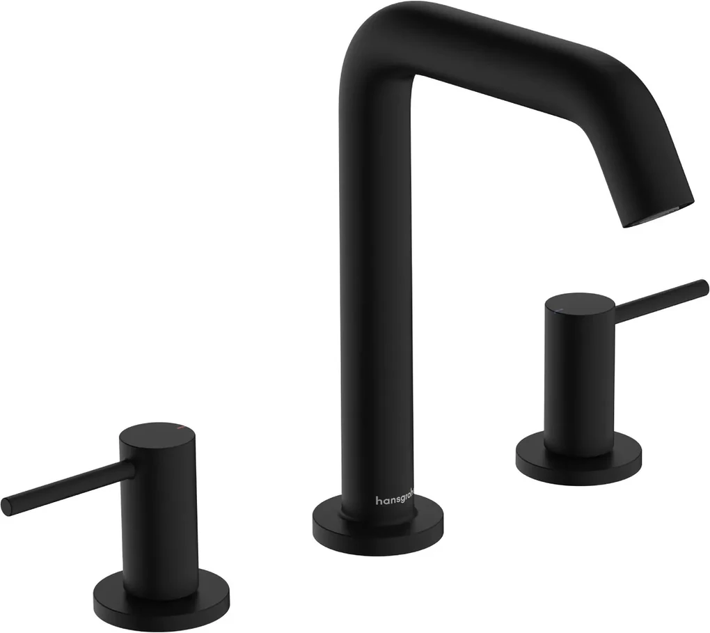 Hansgrohe Tecturis S, 3-otvorová umývadlová batéria 150 EcoSmart+ s odtokovou súpravou Push-Open, čierna matná, HAN-73330670