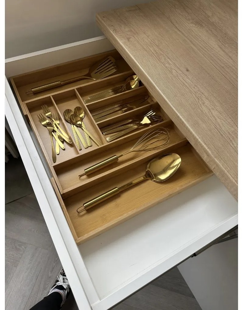 Zeller Present Nastaviteľný organizér do zásuvky, príborník – KESPER bambusový 35 – 58 x 43 cm