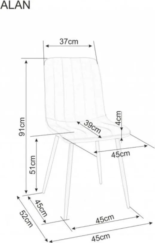 Tmavosivá jedálenská stolička ALAN B s čiernymi nohami