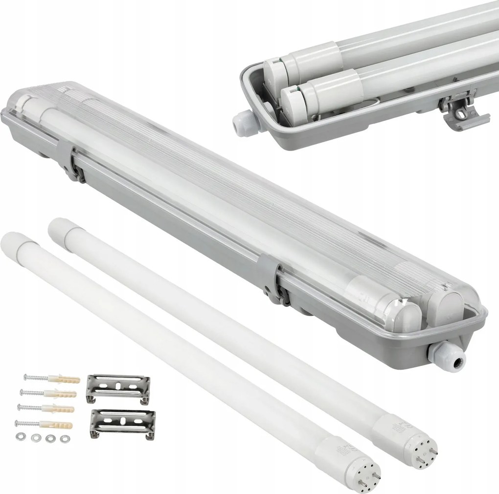 SADA 2x Hermetické svietidlo 120cm lampa + CW LED žiarivky