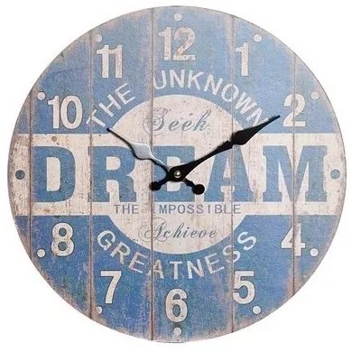 Nástenné vintage hodiny "love or dream", drevo 34x4x34cm, 2 varianty