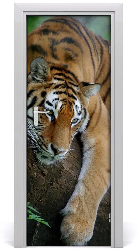 Samolepiace fototapety na dvere tiger na strome 85x205 cm