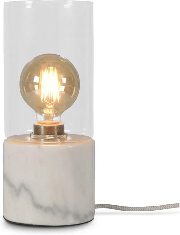 Biela mramorová stolová lampa Citylights Athens, výška 25 cm