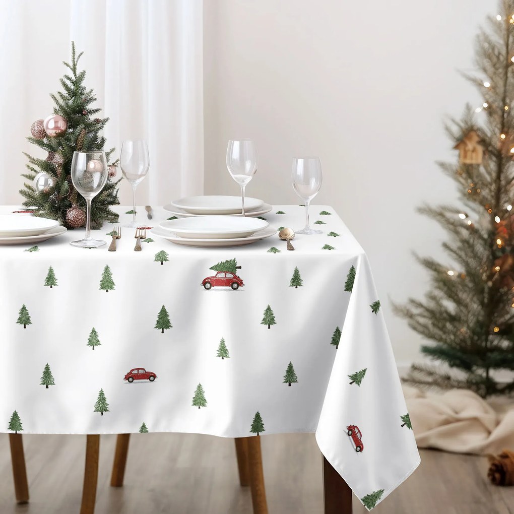 Goldea vianočný hranatý obrus 100% bavlnené plátno - cesta pre stromček 100 x 100 cm