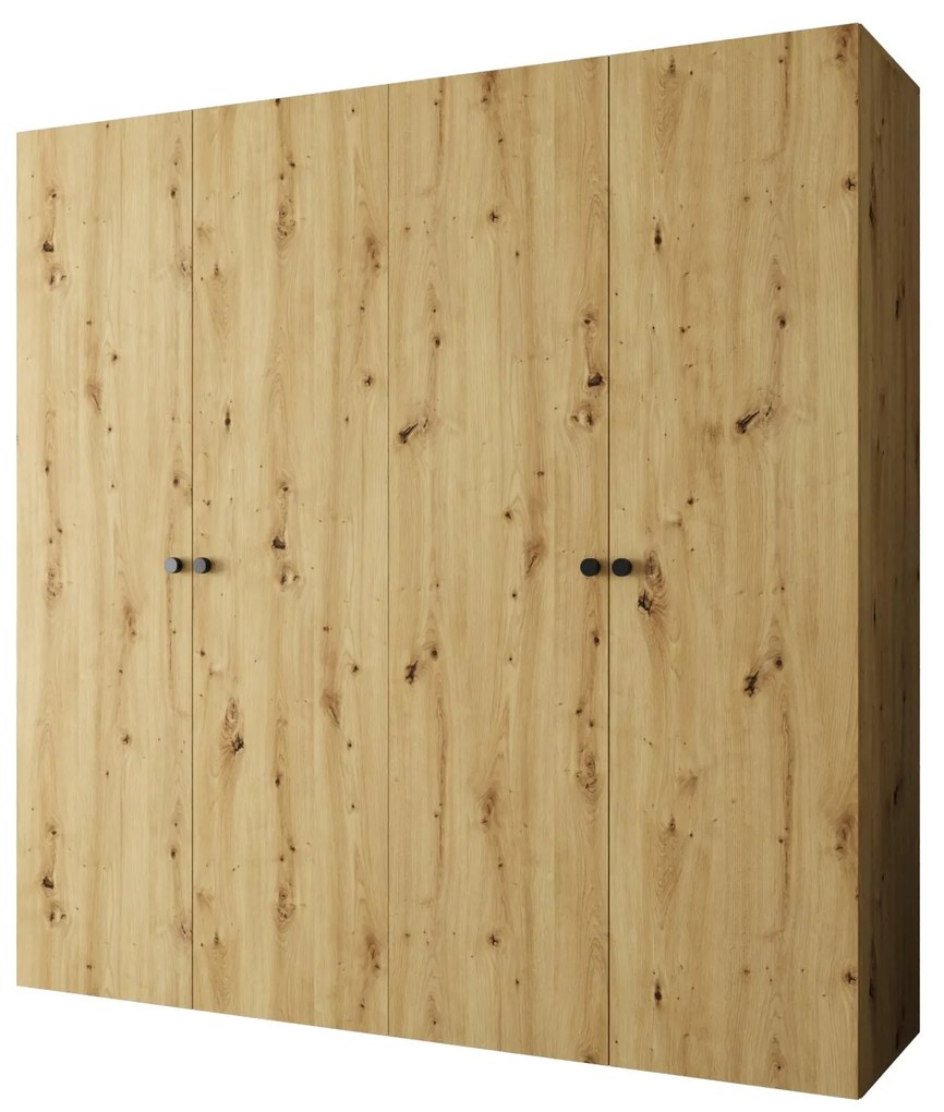 Šatníková skriňa 200 cm Parna 1 (dub artisan + čierna). Akcia -19%. Vlastná spoľahlivá doprava až k Vám domov. 1125877