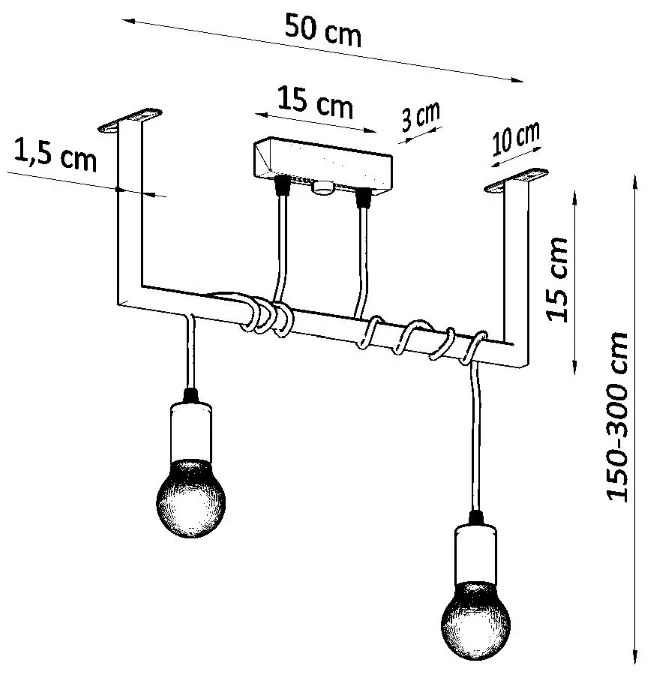 Závesné svietidlo Salamanca 2, čierne telo svietidla