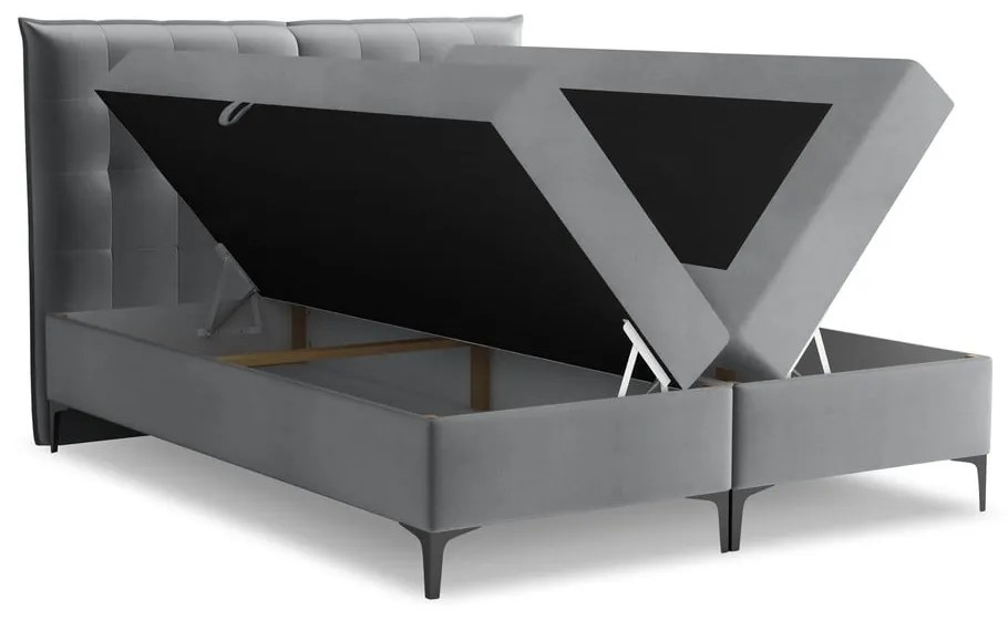 Sivá boxspring posteľ s úložným priestorom 160x200 cm Mikana – Makamii