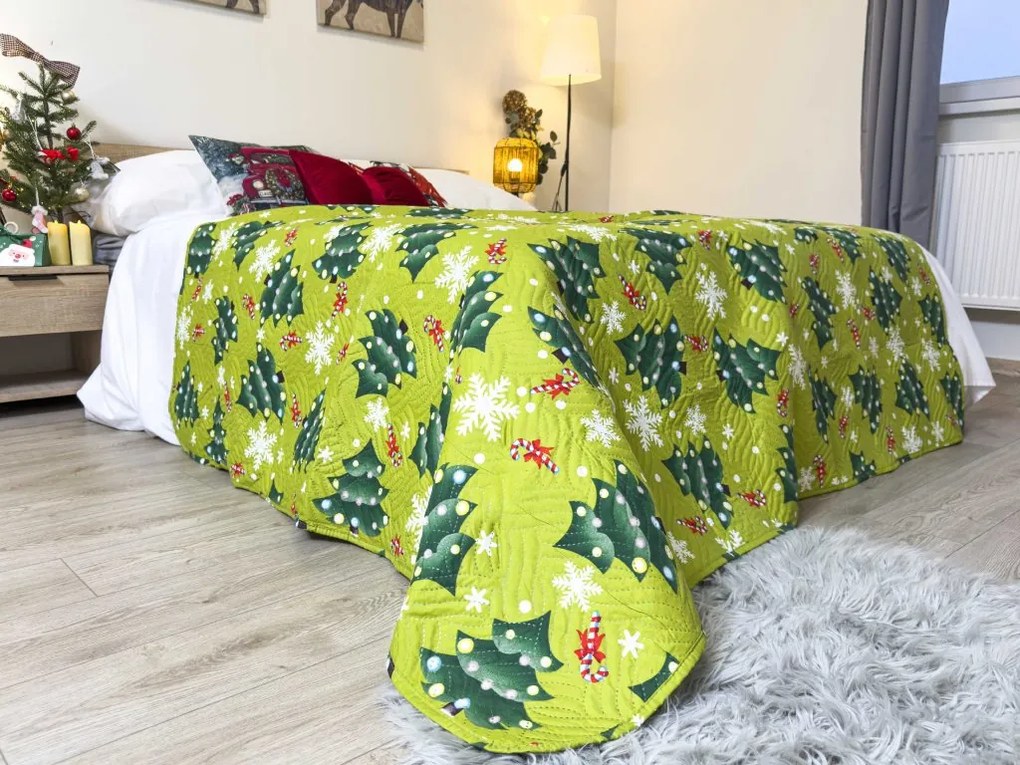 Prehoz na posteľ CHRISTMAS TREE, zelený Rozmer: 170 x 210 cm