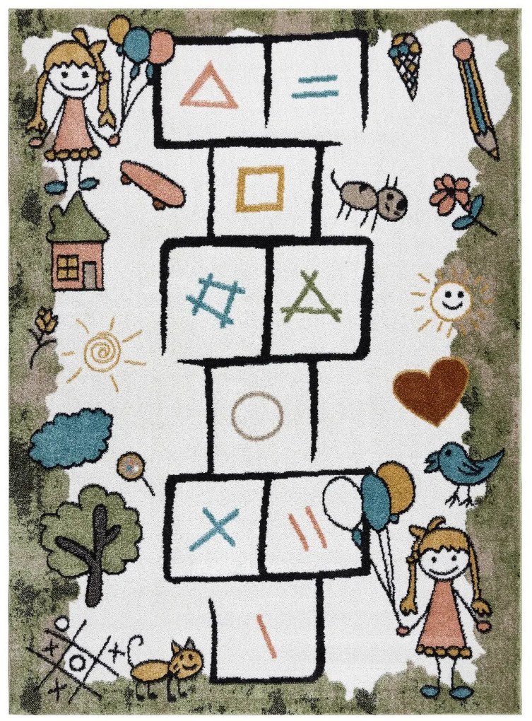 Detský kusový koberec Fun Hop green, 160x220, viacfarebná, detská izba, Dywany Łuszczów