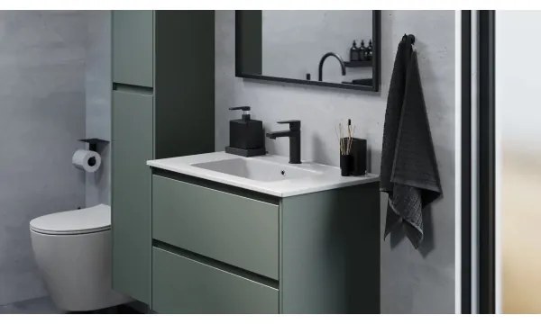 Kúpeľňová skrinka s umývadlom MOLDE 80 cm zelená