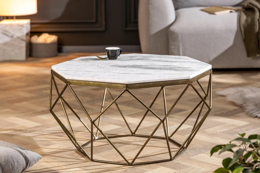 Konferenčný stolík Diamond 70cm mramor biely