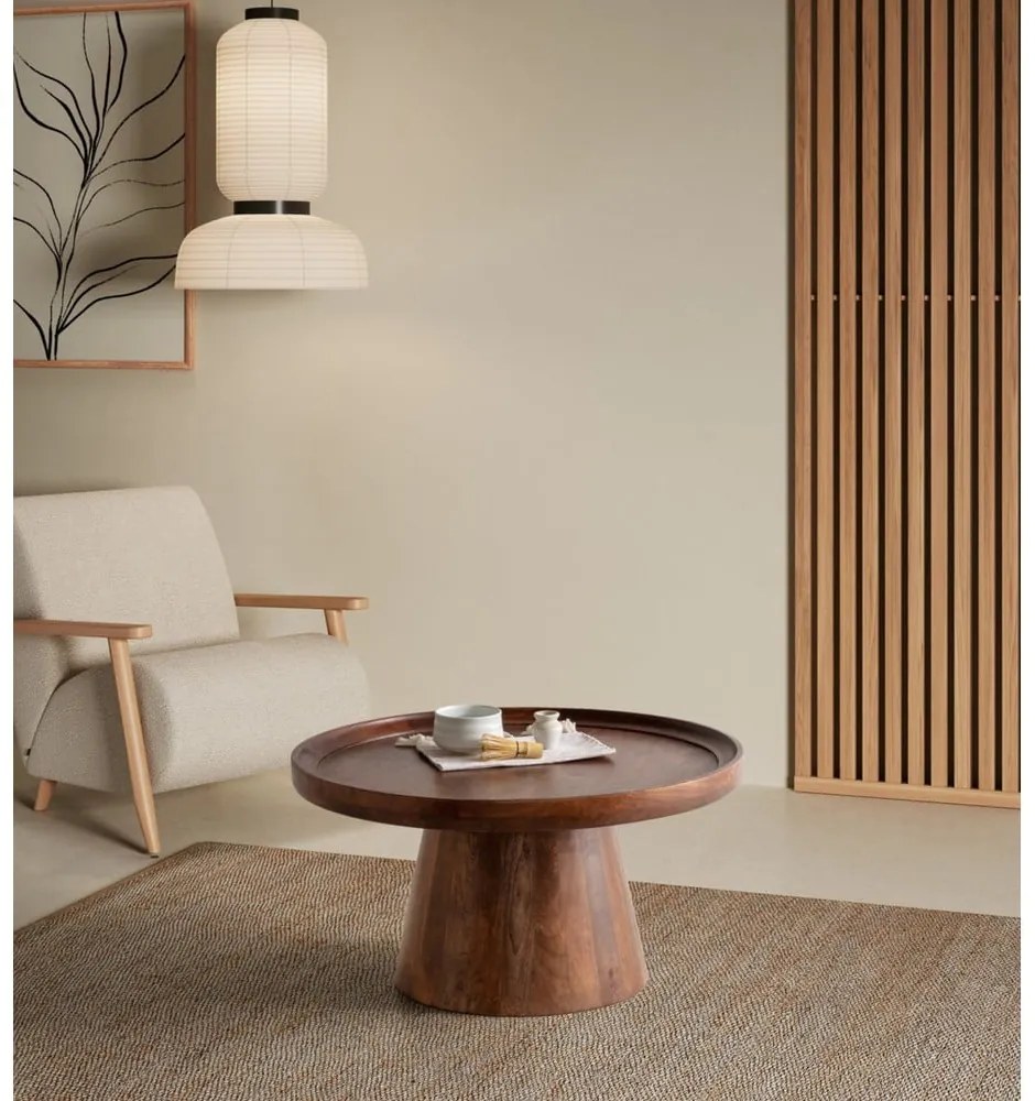 Tmavohnedý okrúhly konferenčný stolík z mangového dreva ø 80 cm Rose – MOME