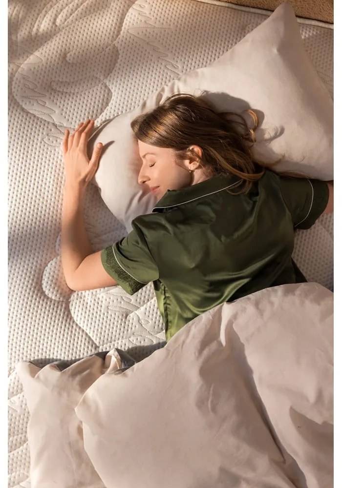 Béžová čalúnená dvojlôžková posteľ s úložným priestorom s matracom/s roštom 180x200 cm Thessa Pillow - Bonami Selection