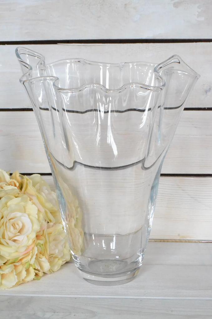 Sklenená váza vlnky (v. 29 cm)