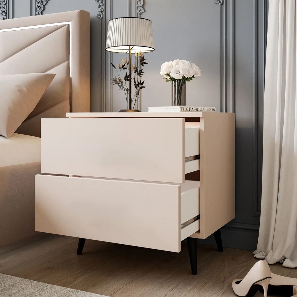 NOČNÝ STOLÍK MARION 2 KAŠMÍR ČIERNE NOŽIČKY PUSH