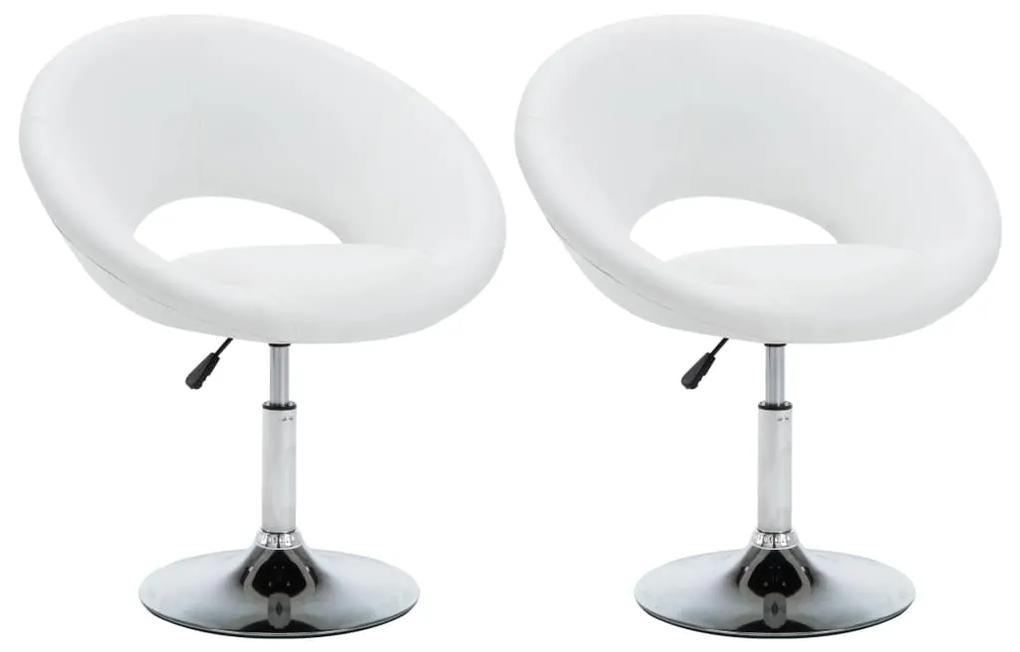 vidaXL Otočné jedálenské stoličky 2 ks, biele, umelá koža