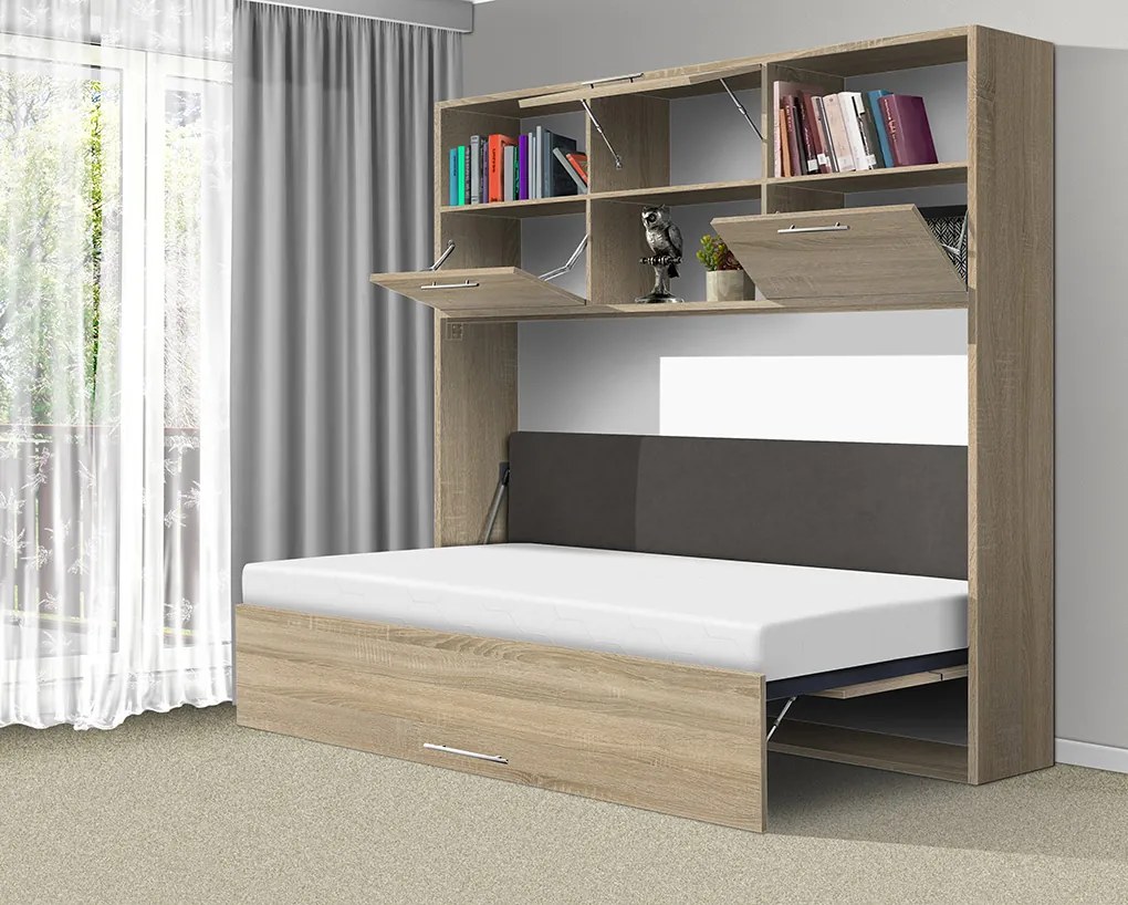 Nabytekmorava Sklápacia posteľ VS1056 MAX, 200x120cm farba lamina: dub amalfi/biele dvere, Varianta dverí: lesklé