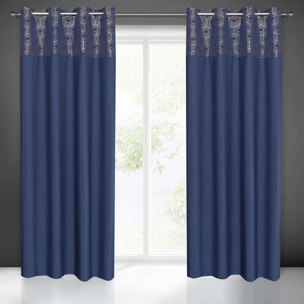 ZÁVES NA KRÚŽKOCH DAFNE 140X250 CM NÁMORNÍCKA MODRÁ