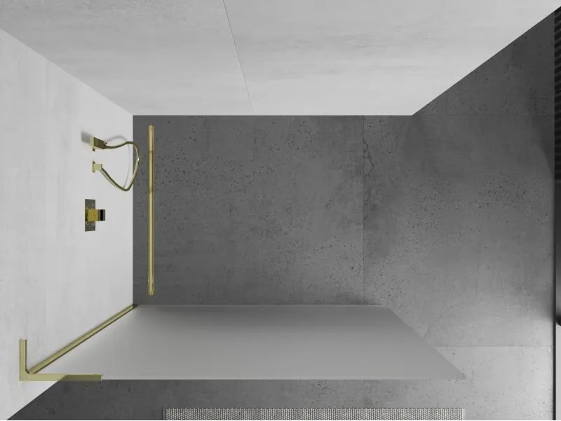 Mexen Kioto L, sprchová zástena Walk-In 70 x 200 cm, 8mm sklo námraza, zlatý lesklý profil,800-070-103-50-30
