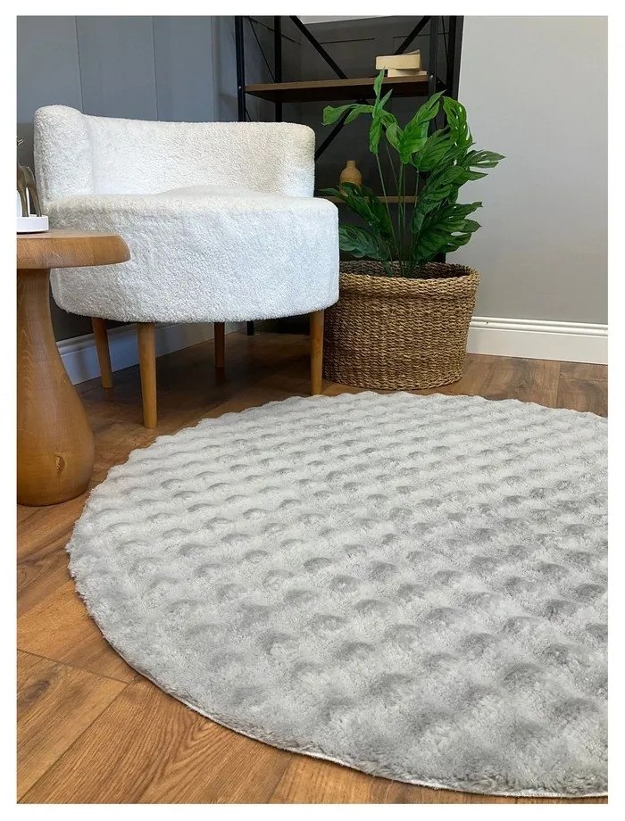 Sivý prateľný okrúhly koberec ø 120 cm Bubbly – Oyo Concept