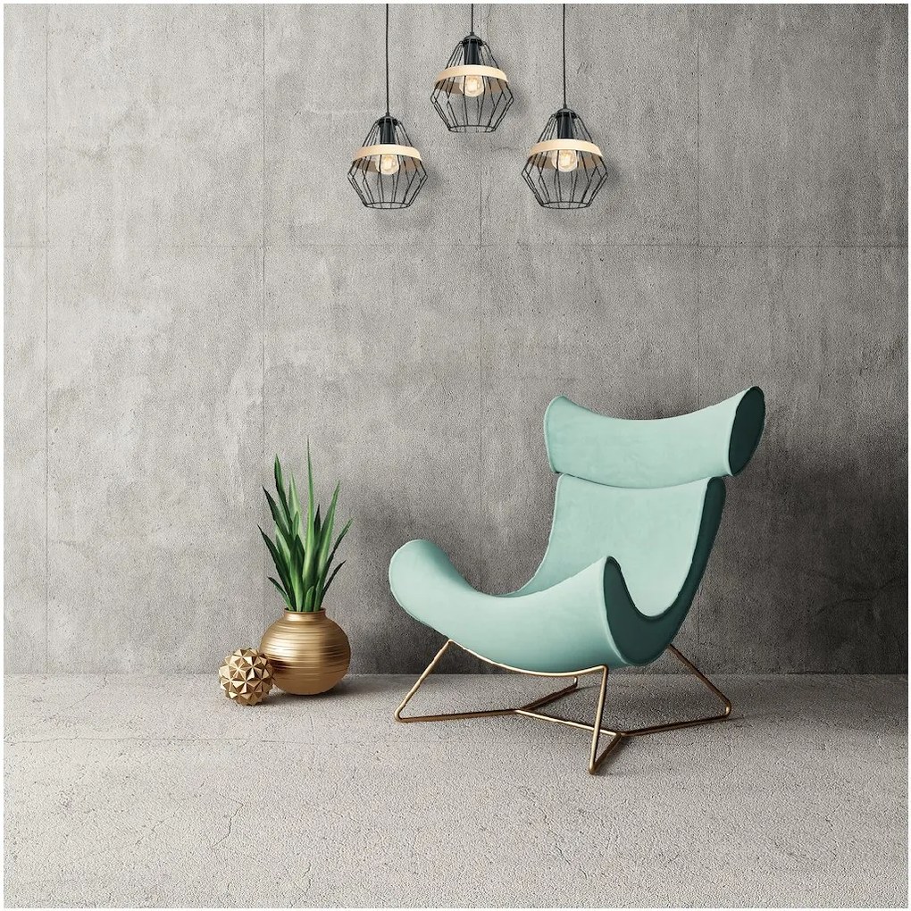 Závesné svietidlo Cliff, 3x drevené/čierne drôtené tienidlo, b