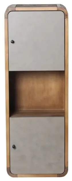 furniture-nabytek.cz - Masivní koupelnová skříňka Dingle z recyklované borovice a MDF, lakovaná, přírodní / šedá – 40×25×110 cm