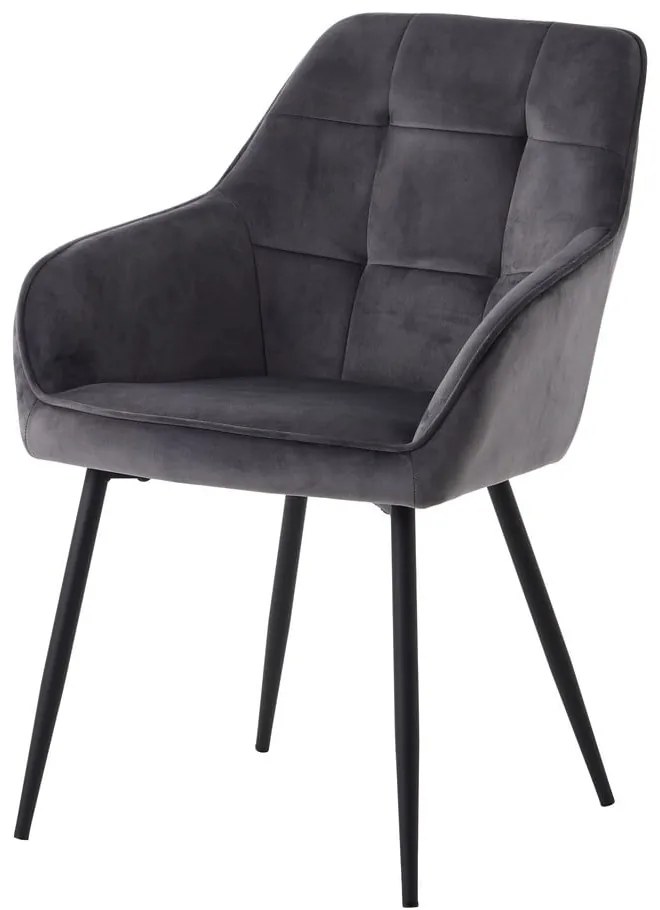 Sivé čalúnené jedálenské kreslá v súprave s podrúčkami 2 ks Nolan Square – Unique Furniture