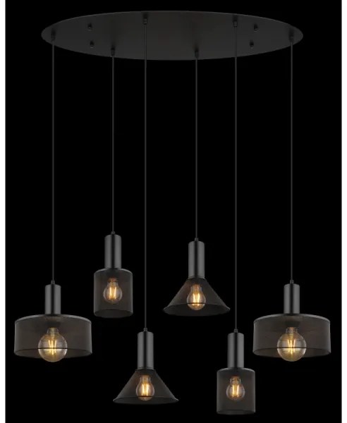 Globo 15648-6H - Luster na lanku JEDD 6xE27/60W/230V čierna
