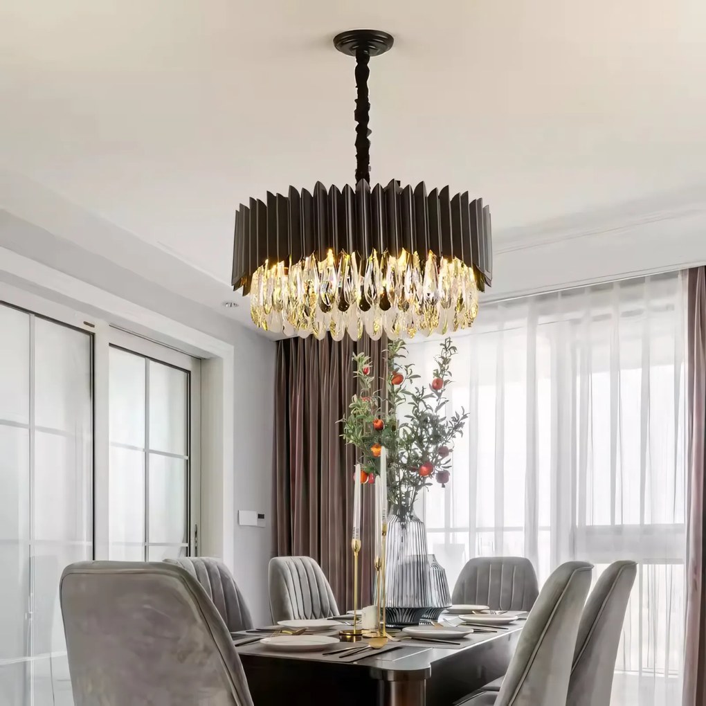 Toolight Toolight, krištáľové stropné svietidlo 8xE14, APP1657-8CP, čierna, OSW-04062