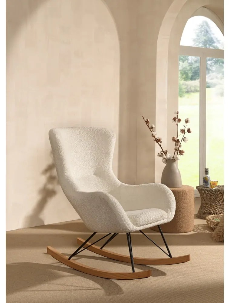 Biele hojdacie detské kresielko z textílie buklé ROCKY – Vipack