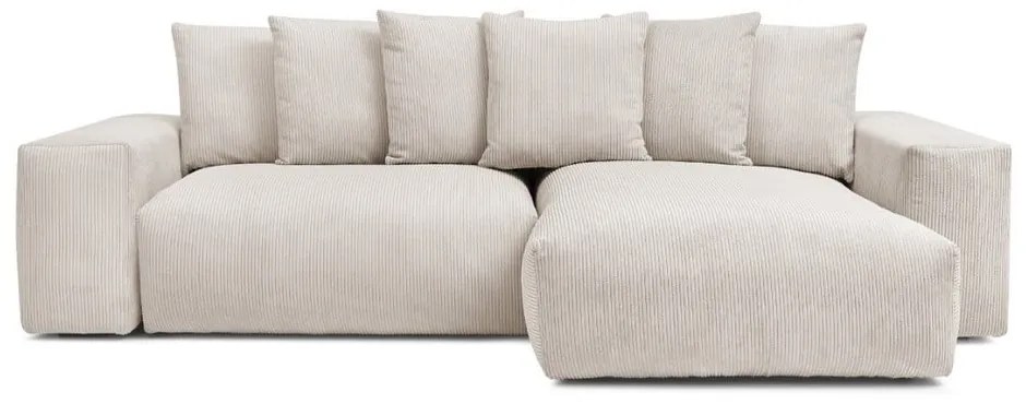 Krémovobiela menčestrová rozkladacia/s úložným priestorom rohová pohovka Voltaire – Bobochic Paris