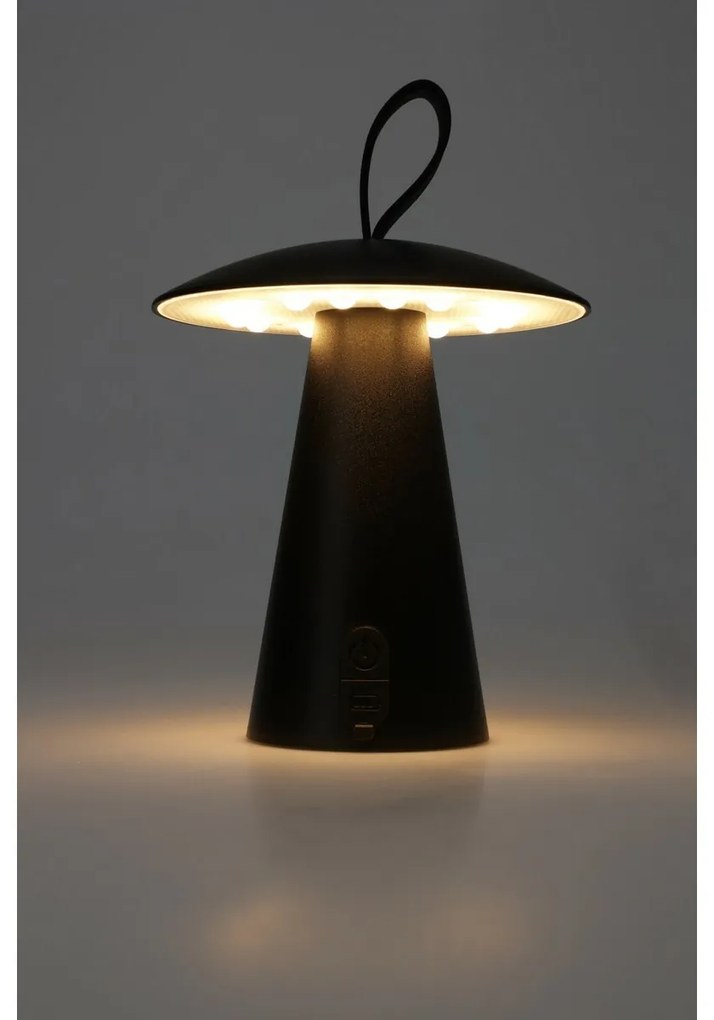 Stolná vonkajšia prenosná LED lampa Boise, čierna, USB, 15 x 17 cm, plast
