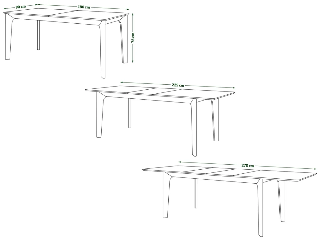 BARI Dub Orechový (karamelový) 180x90 cm (+2 vložky 45 cm) - DREVENÝ STÔL V JAPANDI/ŠKANDINÁVSKOM ŠTÝLE, ROZKLADACÍ DO 270 cm!
