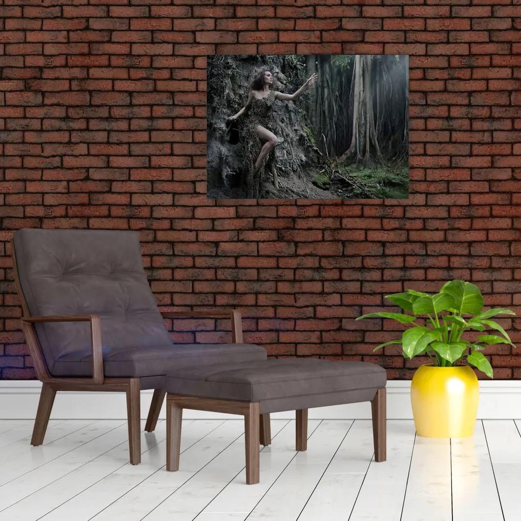 Sklenený obraz - Lesná víla (70x50 cm)