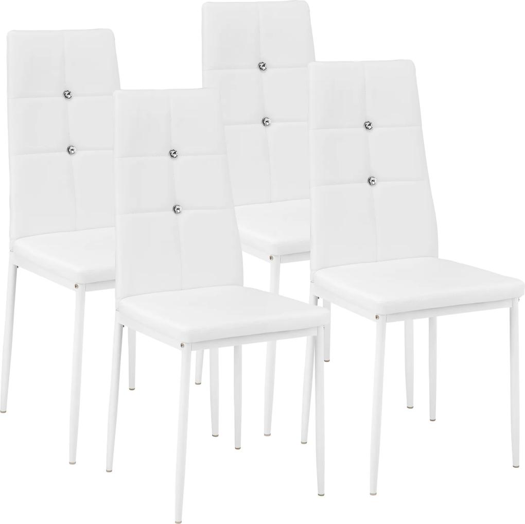 tectake 402547 4 jedálenská stolička, ozdobné kamienky - bílá, 97.00 cm x 42.00 cm