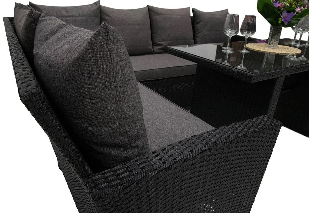 DEOKORK Ratanová zostava FAMILY RELAX (antracit) - poškodená