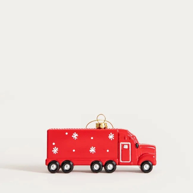 Závesná vianočná dekorácia EVI RED kamión 754081