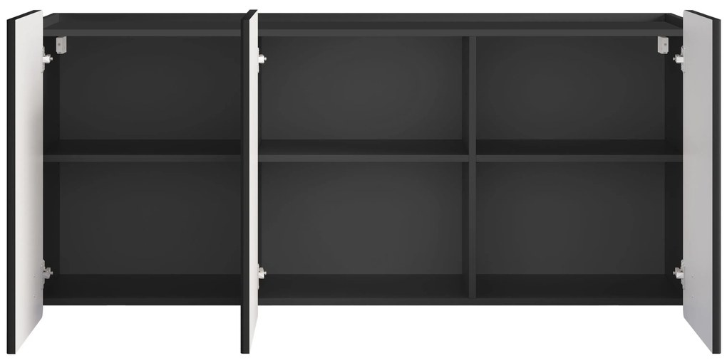 Závesná komoda Malmi 150 cm - čierny mat / zlatá
