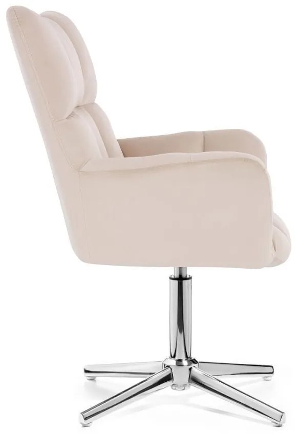 LuxuryForm DESIGN Otočné kreslo AURORA VELUR na striebornom kríži - krémové