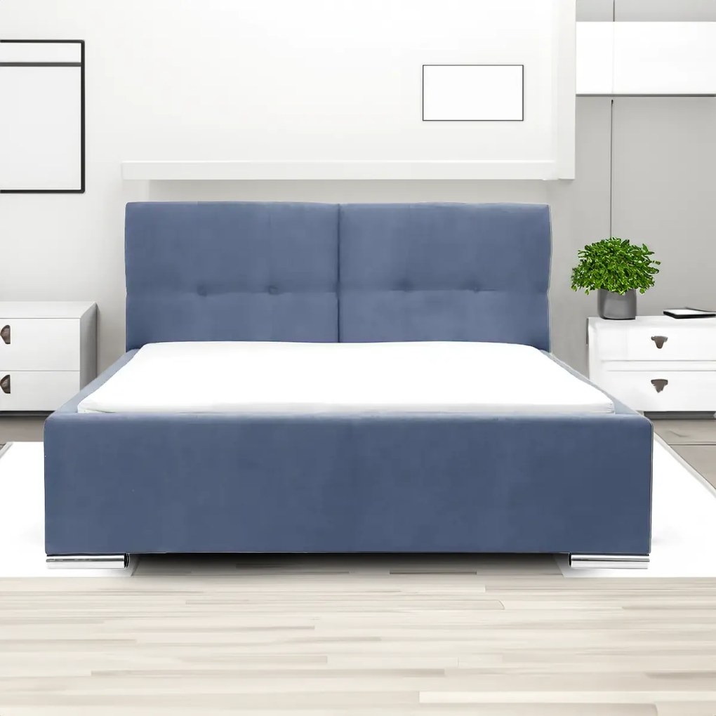 Čalúnená posteľ s úložným priestorom a matracom FELIX 120x200 cm Námorník