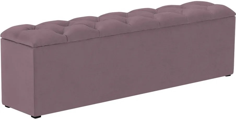 Fialový otoman k posteli s úložným priestorom Kooko Home Manna, 47 × 140 cm