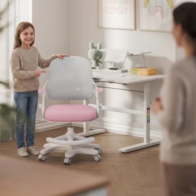 Detská otočná stolička Mark Adler Junior 4.3 ružová / sivá