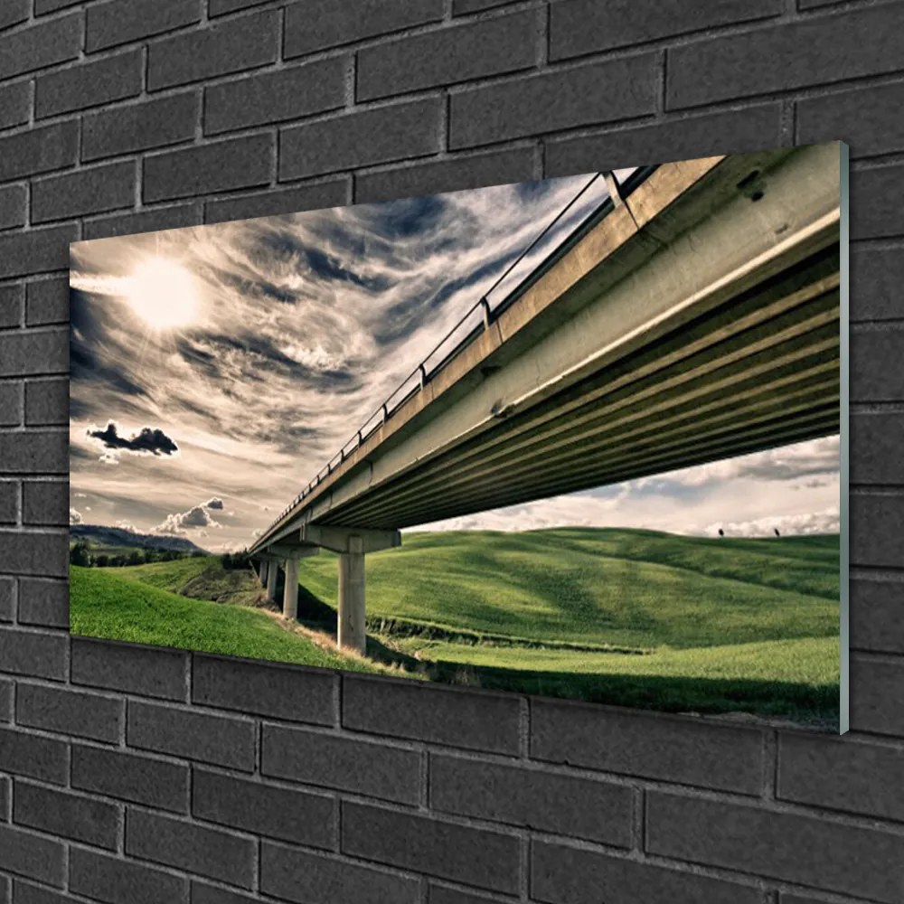 Obraz na skle Diaľnica most údolie 140x70 cm