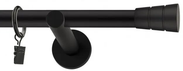 Dekorstudio Garniža jednoradová BASIC čierna matná 19mm Dĺžka: 140cm, Typ uchytenia: Držiak modern, Typ príslušenstva: Krúžky tiché so štipcami